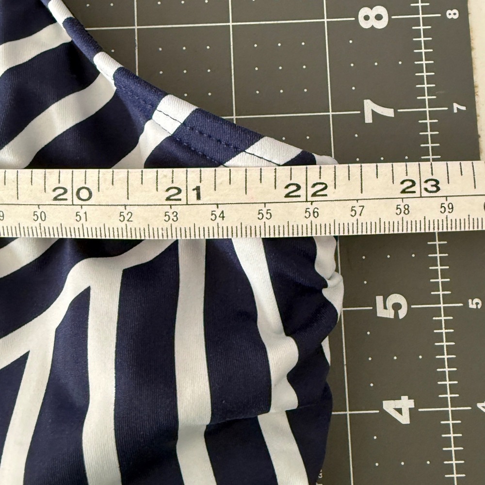 Lands End Womens 16 Navy Striped Modest Tankini Swim Top Wire Free Preppy Beachy - Picture 5 of 8
